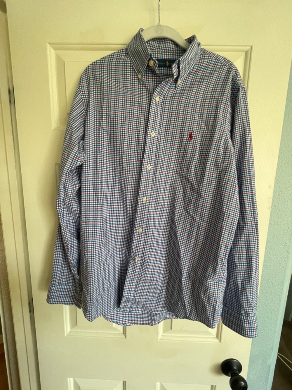 Ralph Lauren Blue and Red Plaid Button-Down Shirt